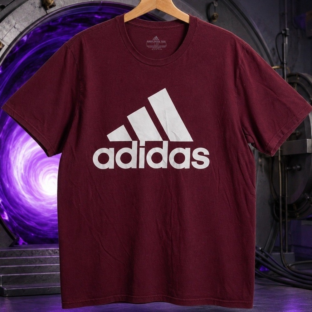 Adidas Amplifier Tee Maroon Burgundy Large Mens Short Sleeve Graphic T-Shirt